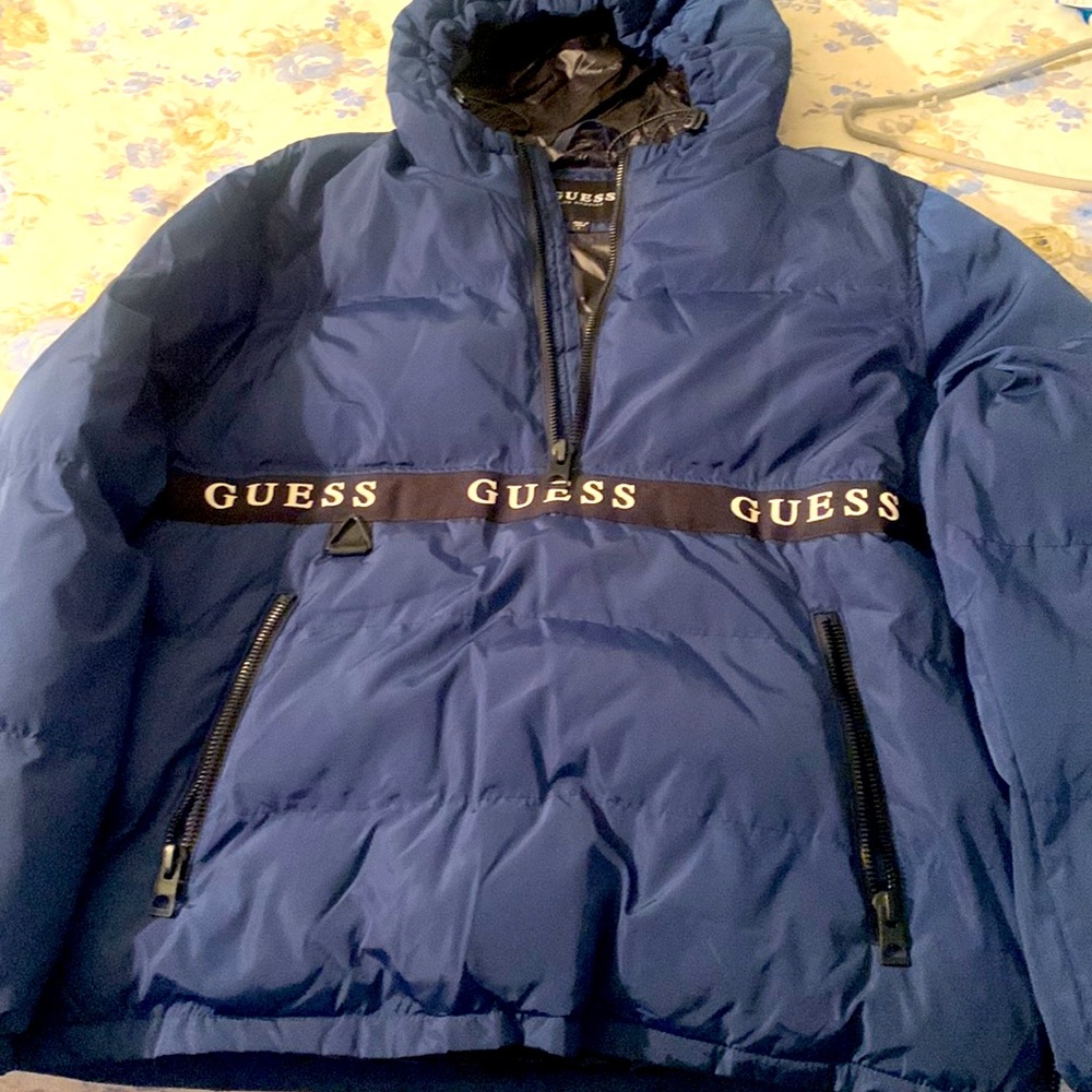 Mens Guess pullover puffer coat